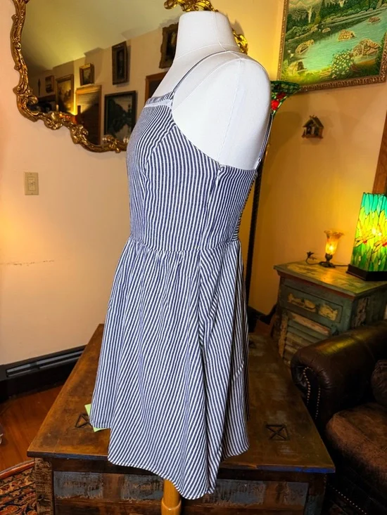 Striped Navy and White Sundress - Picture 2 of 9